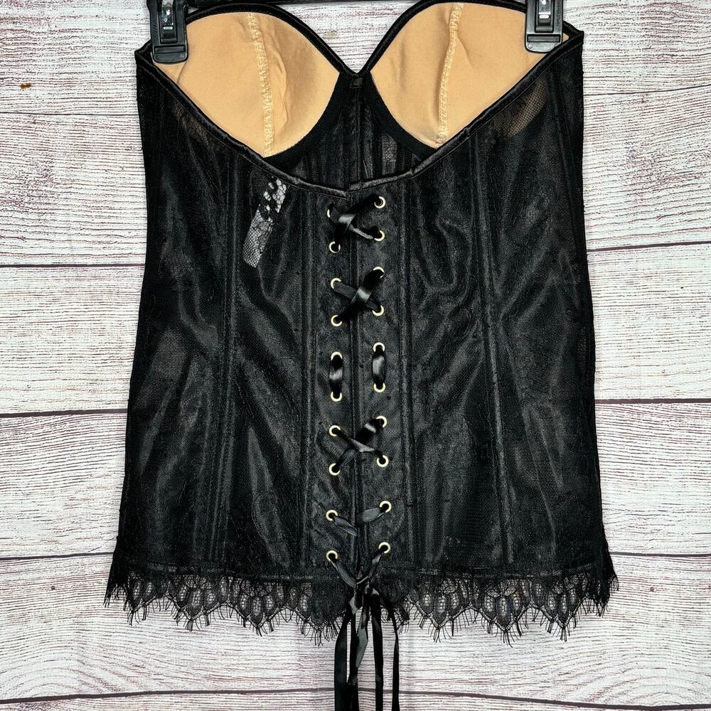 Adore Me Avelle Contour Lace Up Black Ribbon Tie Cosplay Corset New Size Large - Picture 13 of 14
